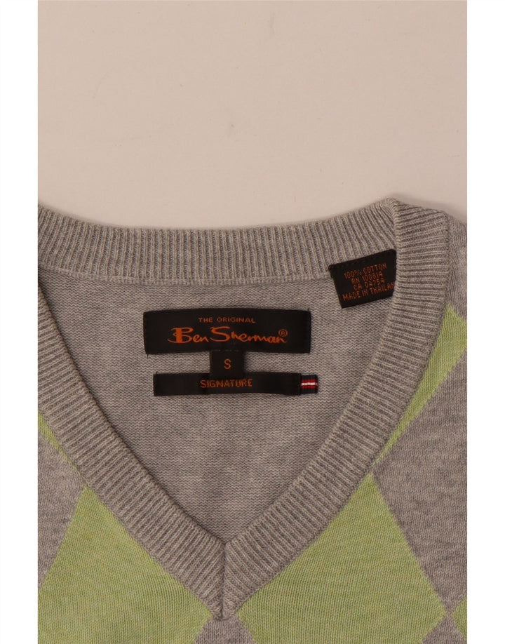 Ben Sherman - Camiseta sin mangas para hombre, talla pequeña, algodón gris Argyle/Diamond