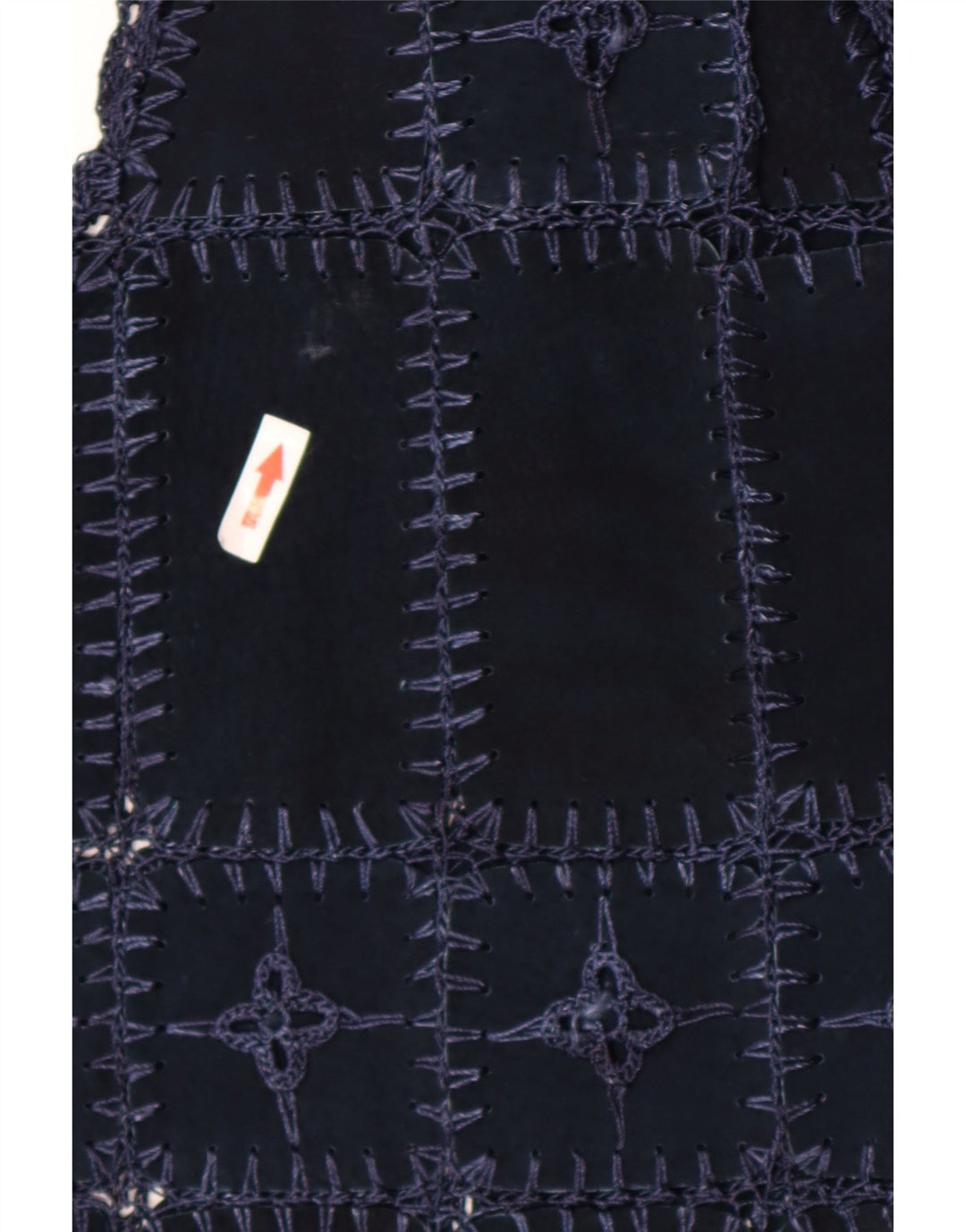 Vintage mujer ante Gilet Reino Unido 14 medio azul marino patchwork