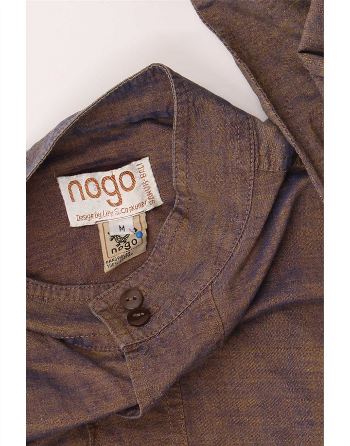 Camisa vintage para hombre de algodón marrón medio