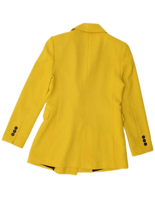 Zara Mujer Chaqueta Blazer Larga De Doble Botonadura UK 10 Small Amarillo