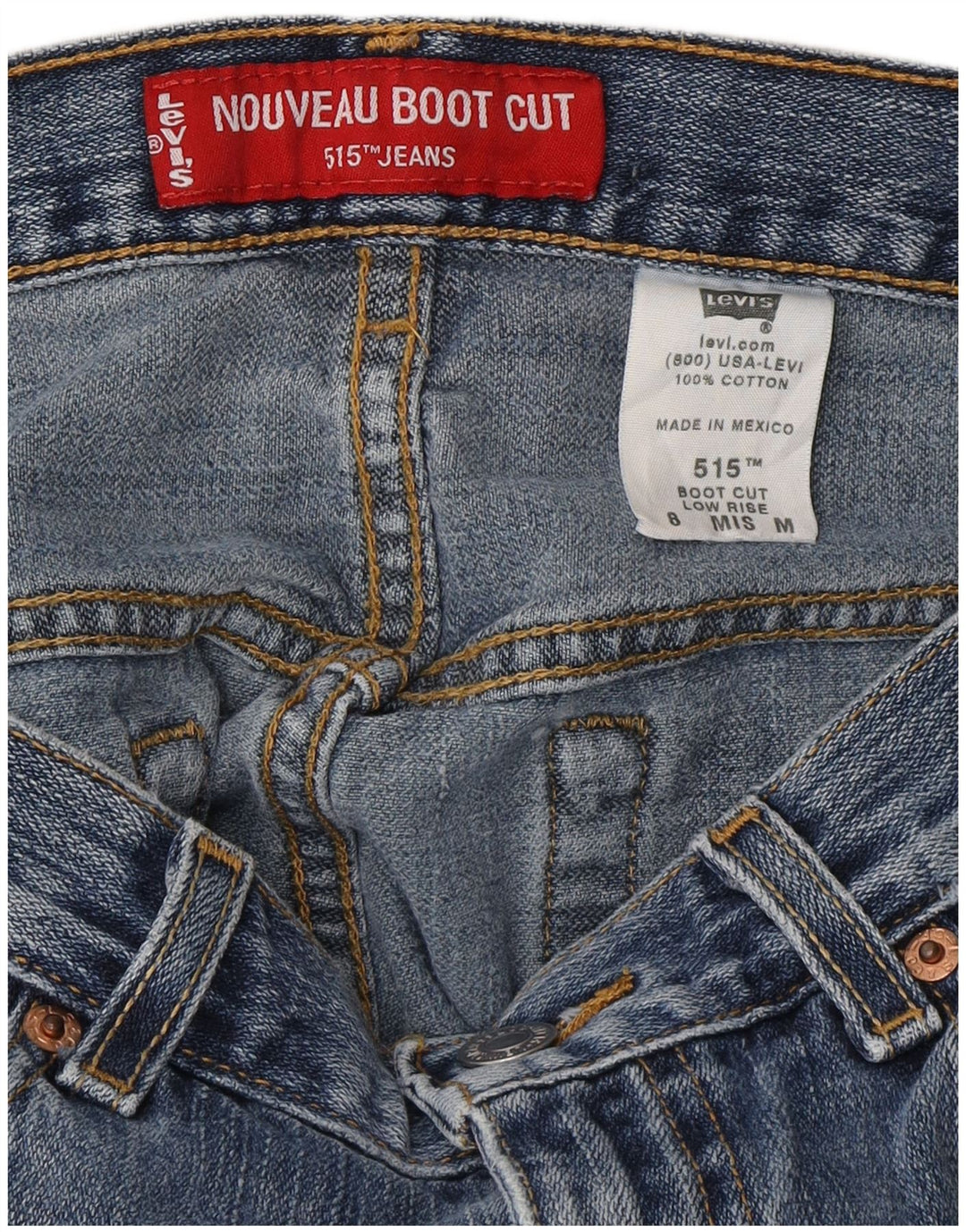 Levi's Jeans 515 de cintura baja para mujer, talla 8, mediano, W30 L31, algodón azul