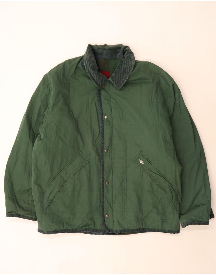 Vintage hombres chaqueta reversible Reino Unido 44 2XL verde comprobar