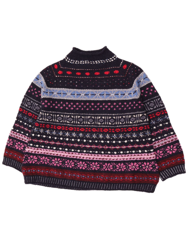 Vintage mujer tortuga cuello jersey suéter Reino Unido 18 XL multicolor retro
