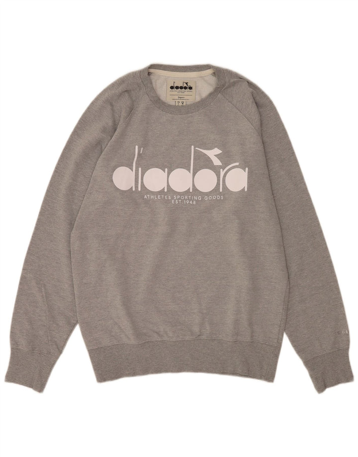 Diadora Hombre Sudadera Gráfica Jumper Algodón Gris Medio