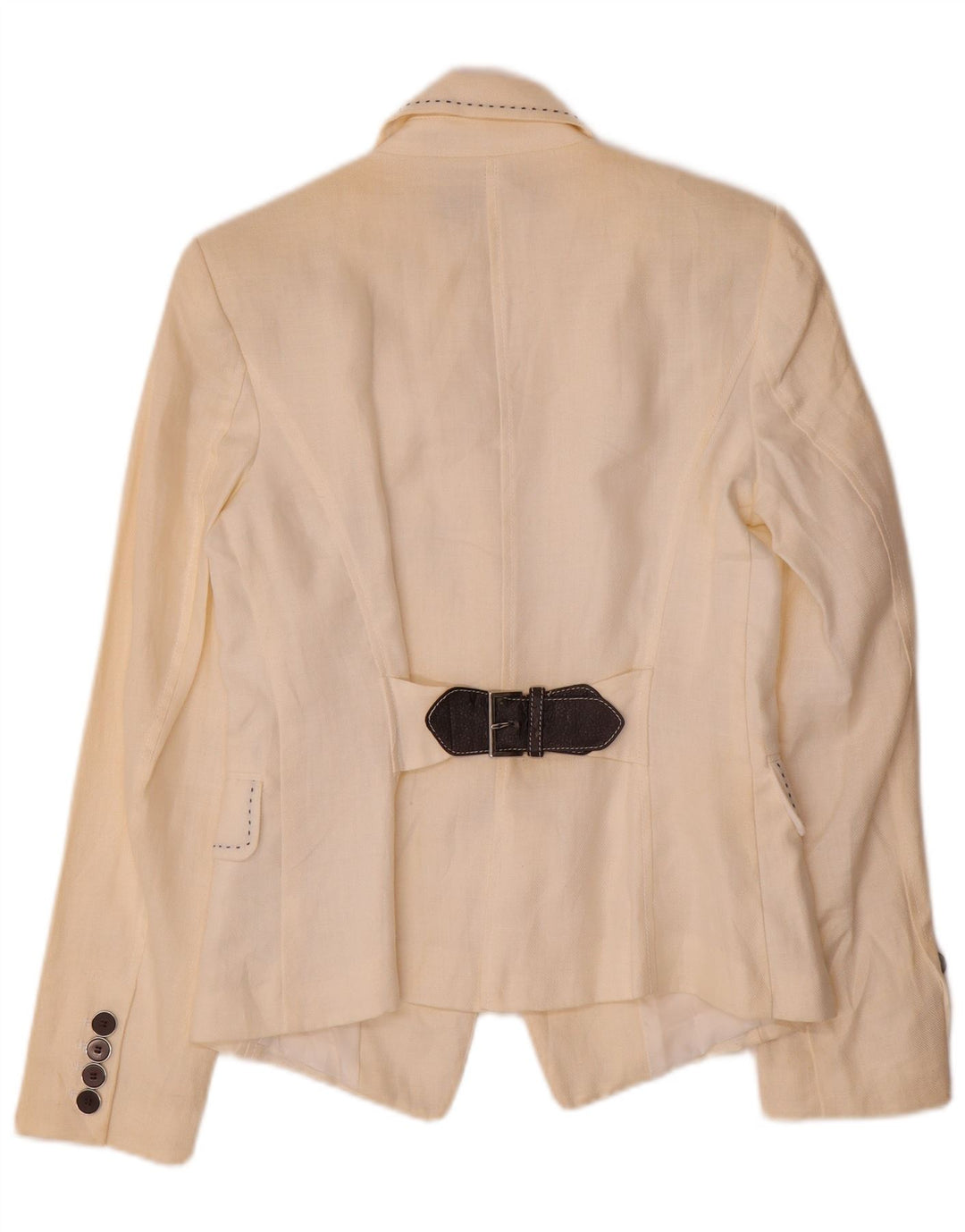 Zara Chaqueta Blazer De 1 Botón Para Mujer UK 42 Poliéster Blanco Mediano