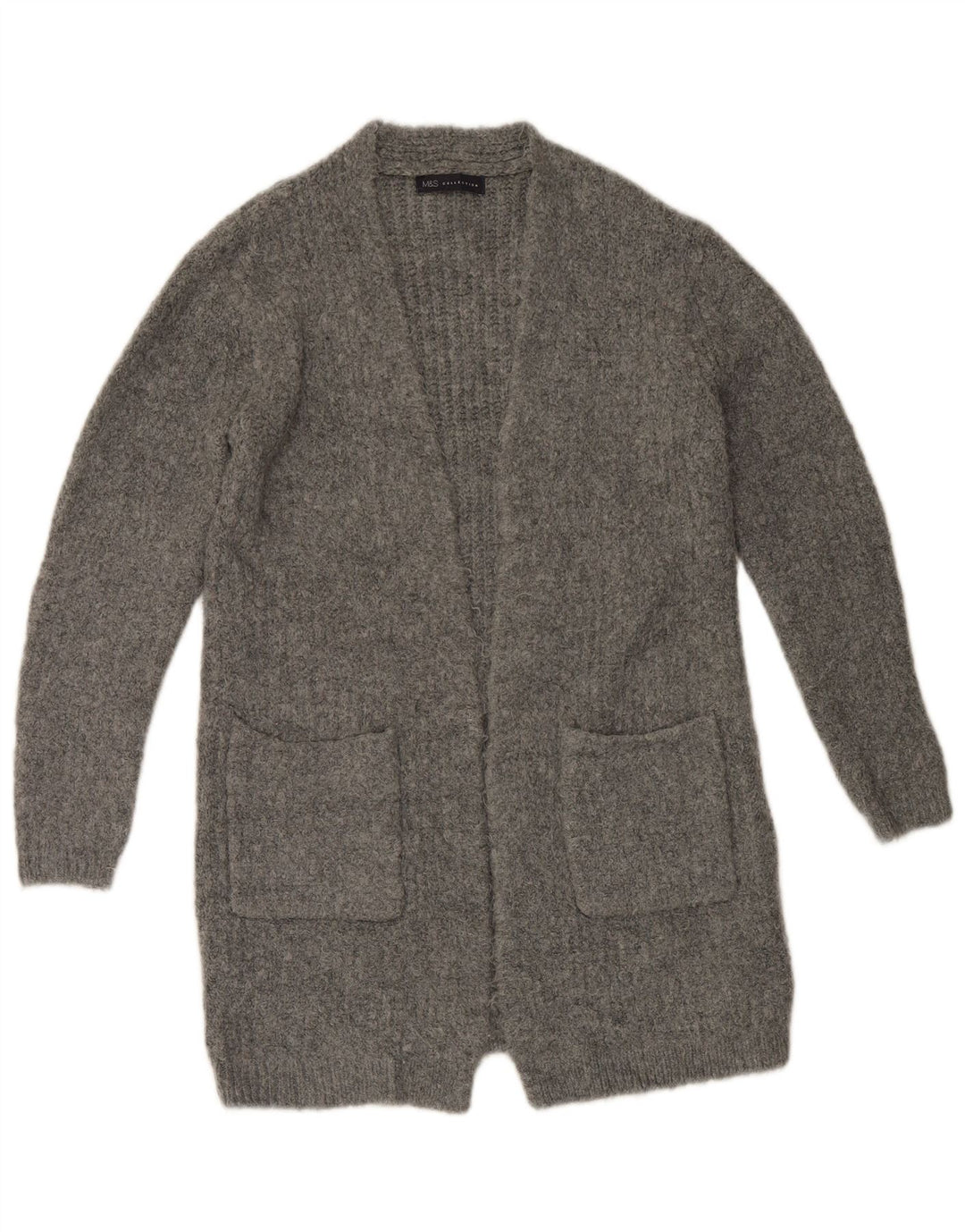 Marks & Spencer Suéter Cárdigan Abierto Largo para Mujer UK 10 Small Grey