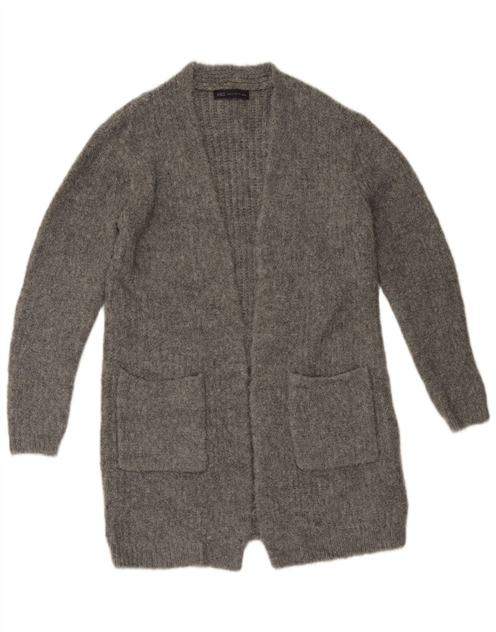 Marks & Spencer Suéter Cárdigan Abierto Largo para Mujer UK 10 Small Grey
