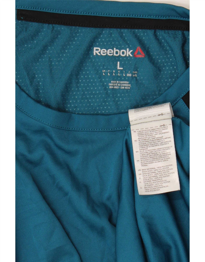 Camiseta Reebok Hombre Top Large Azul Colorblock Poliéster