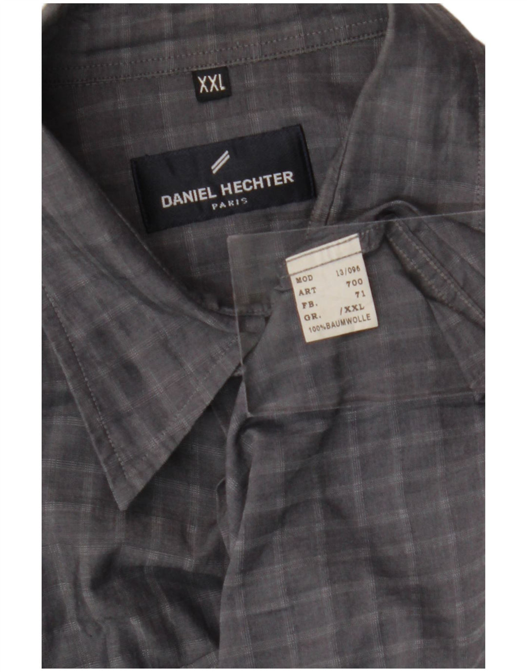 DANIEL HECHTER Camisa Hombre 2XL Gris Cuadros Algodón