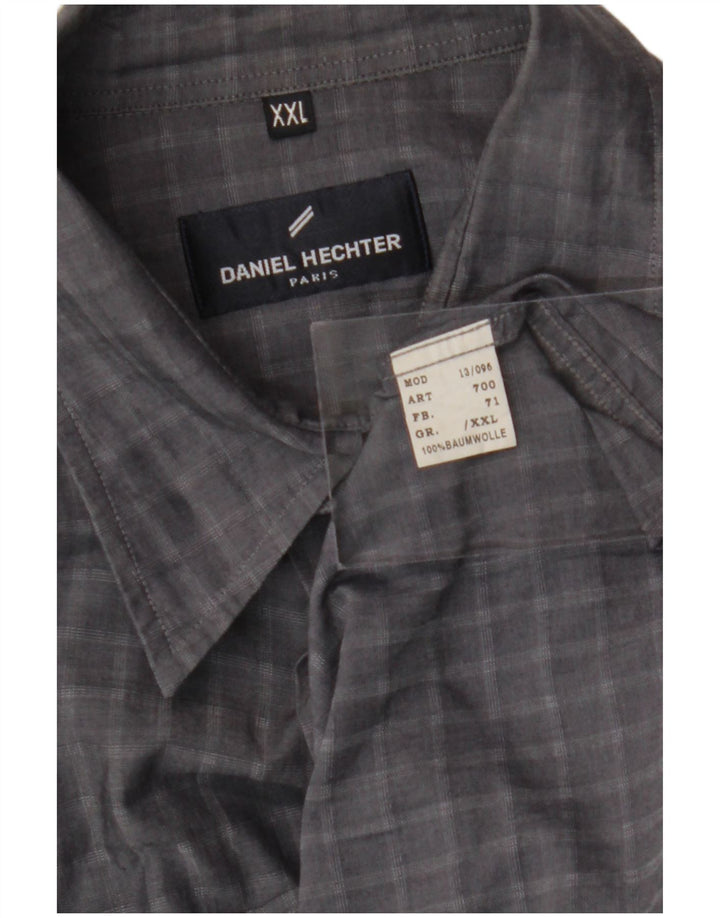 DANIEL HECHTER Camisa Hombre 2XL Gris Cuadros Algodón