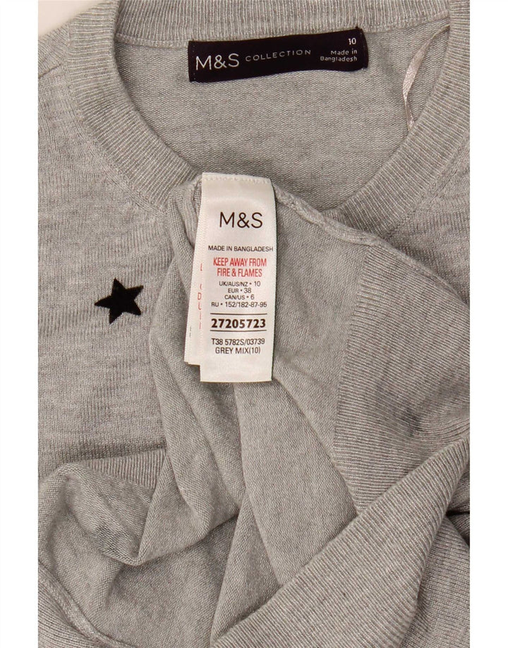 Marks & Spencer Suéter tipo cárdigan corto para mujer UK 10 Small Grey