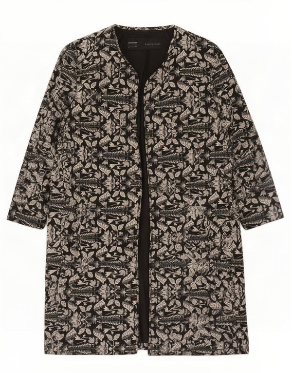 Zara Abrigo abierto de manga 3/4 para mujer UK 44 Mediano Negro Floral
