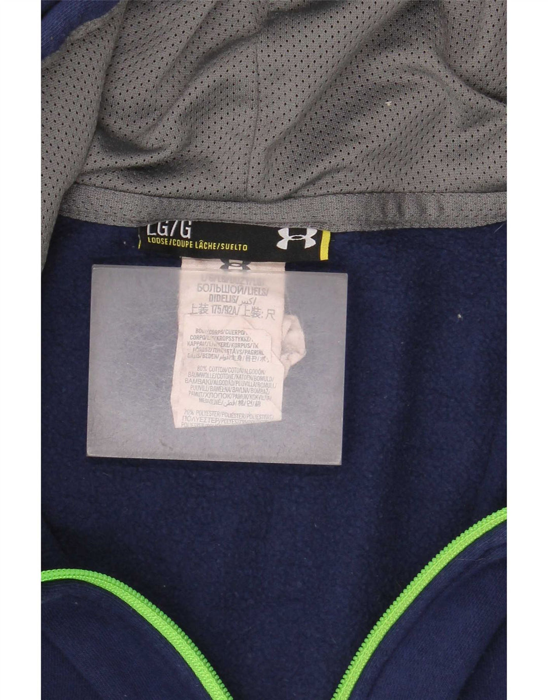 Under Armour Sudadera con capucha y cremallera para hombre, talla grande, algodón azul