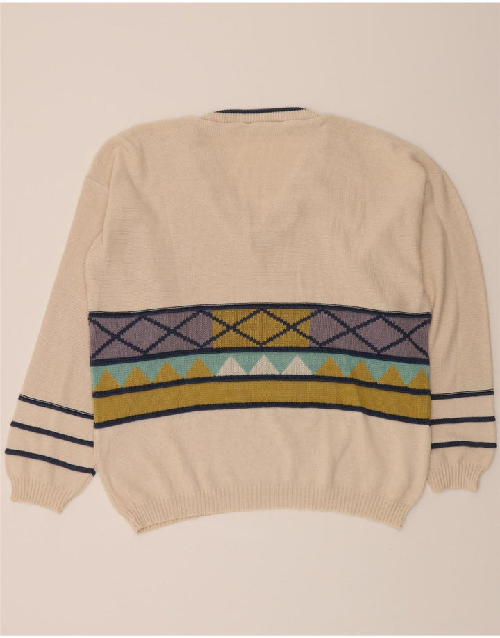 ANGELO LITRICO Mens V-Neck Jumper Sweater IT 52/54 Large Beige Vintage Angelo Litrico and Second-Hand Angelo Litrico from Messina Hembry 