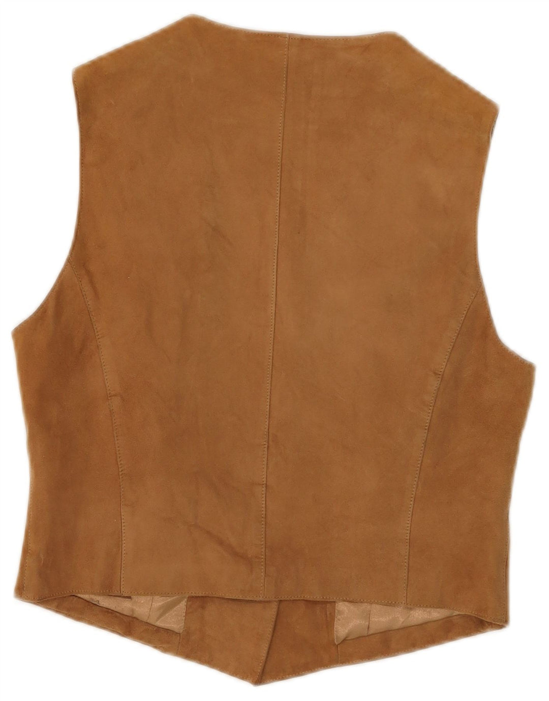 Stefanel Chaleco de ante para mujer UK 42 Cuero beige medio
