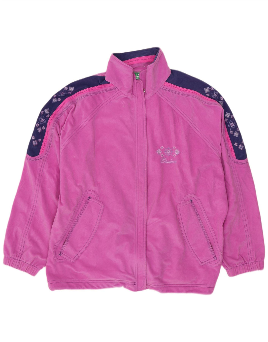 DIADORA Chaqueta polar estampada para mujer, UK 44, color rosa medio