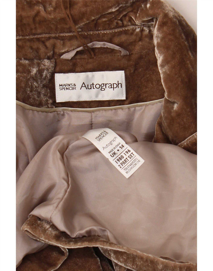 Marks & Spencer Chaqueta Blazer de Terciopelo Autograph para Mujer UK 44 Marrón Medio