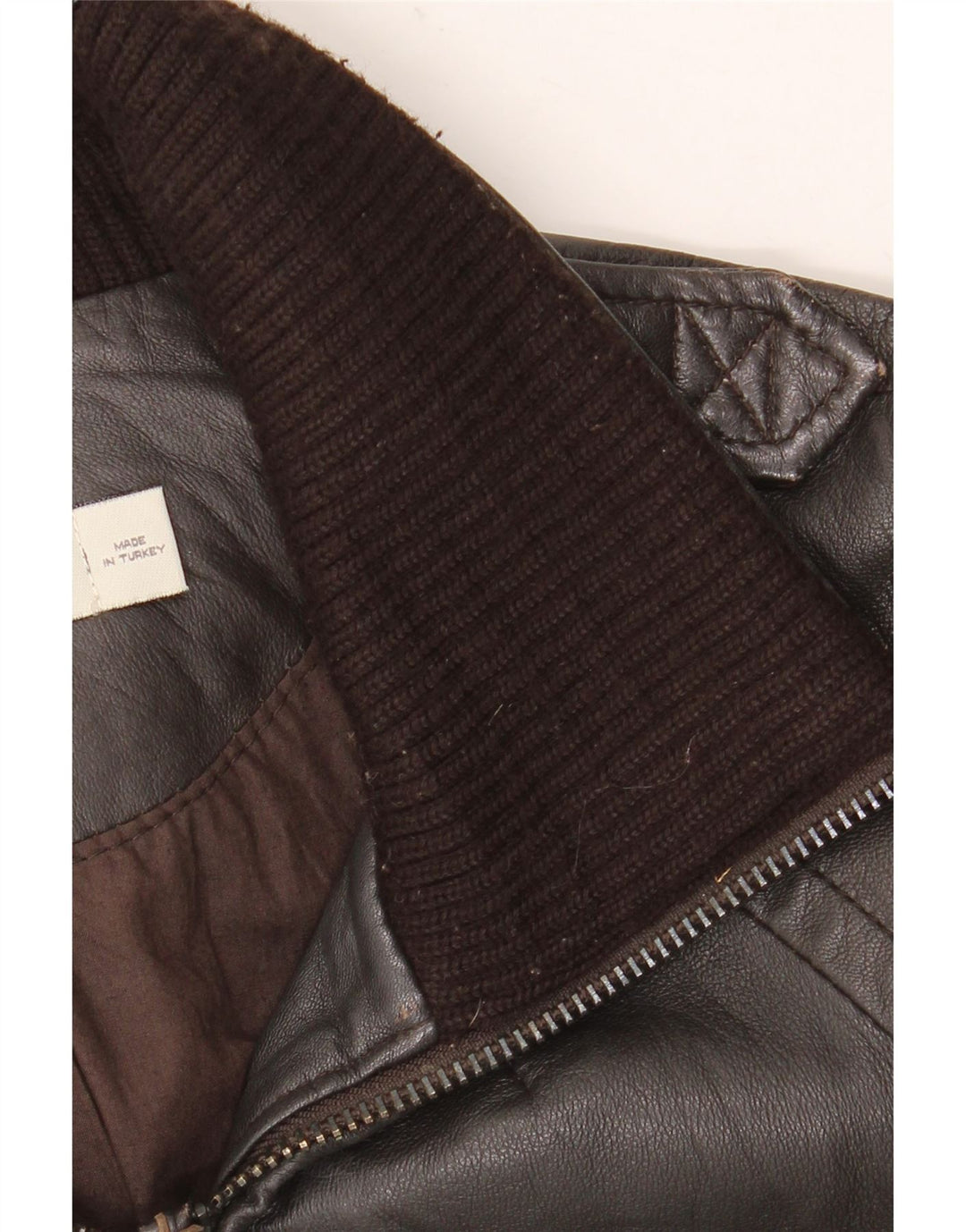 Zara Chaqueta De Cuero Para Mujer UK 10 Small Cuero Marrón