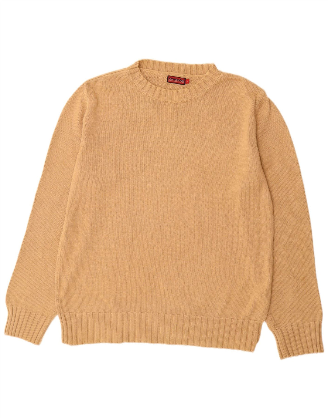 INVICTA Mens Crew Neck Jumper Sweater Large Beige Cotton