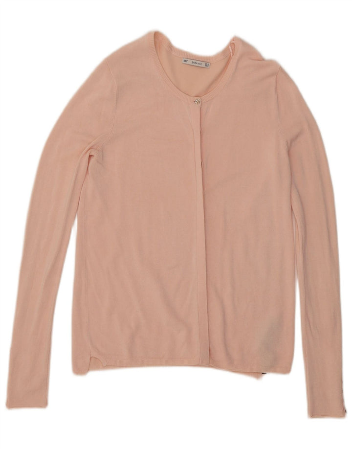 Zara Mujer Cárdigan Suéter UK 12 Viscosa Rosa Mediana