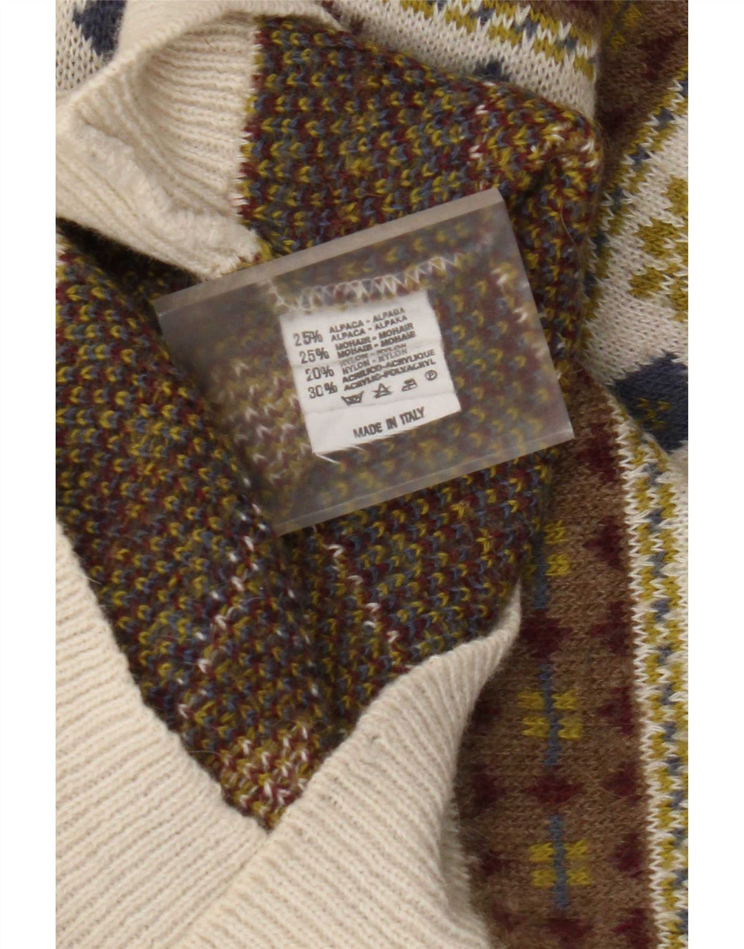 Vintage hombres polo cuello jersey suéter IT 50 medio multicolor retro