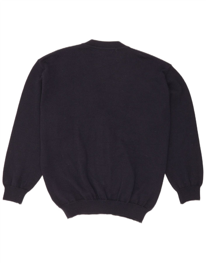 Monello Cárdigan para hombre suéter grande azul marino geométrico