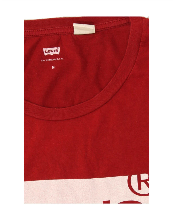 LEVI'S Mens Graphic T-Shirt Top Medium Red Cotton Vintage Levi's and Second-Hand Levi's from Messina Hembry 