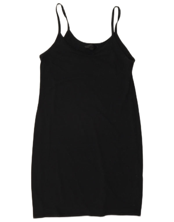 Topshop Womens Slip Dress UK 10 Small Black Cotton
