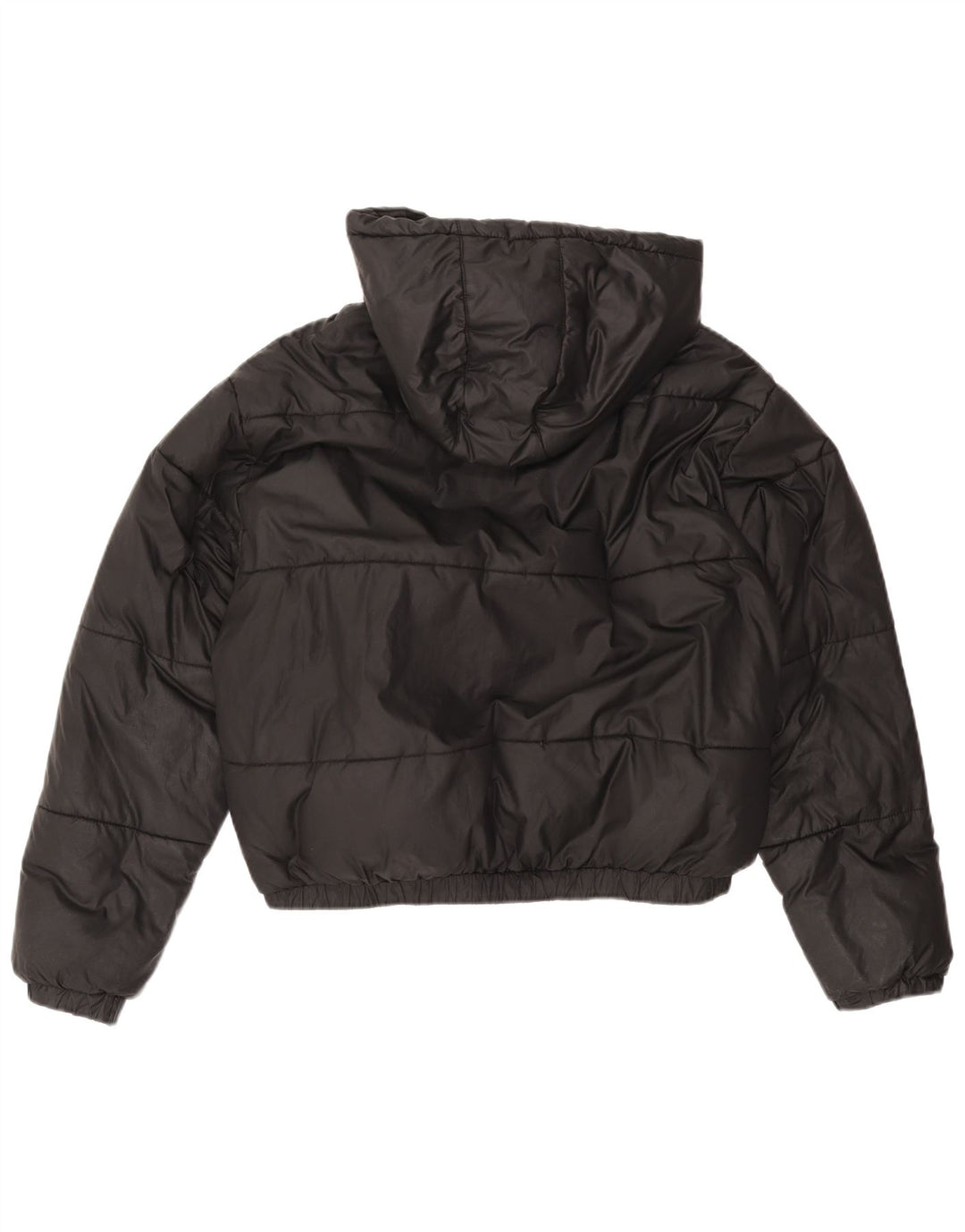 ELLESSE Chaqueta acolchada extragrande con capucha para mujer UK 12 Mediana Poliéster negro