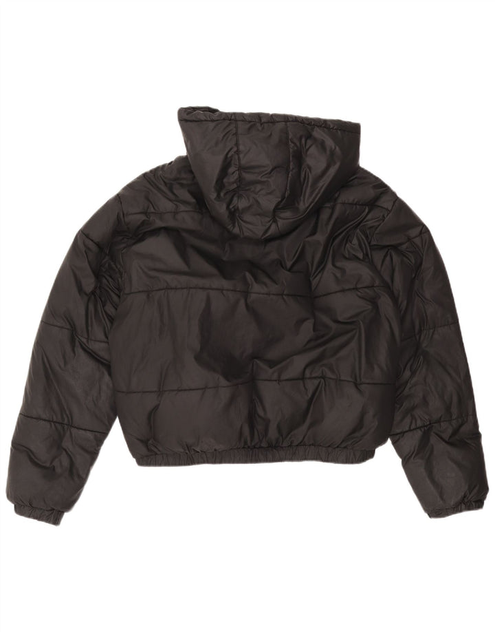 ELLESSE Chaqueta acolchada extragrande con capucha para mujer UK 12 Mediana Poliéster negro