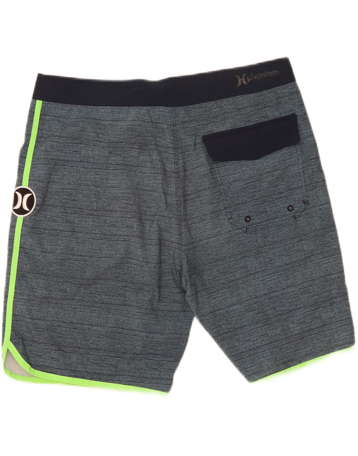 Hurley Bañador con gráfico para hombre, tamaño grande, poliéster a rayas azules