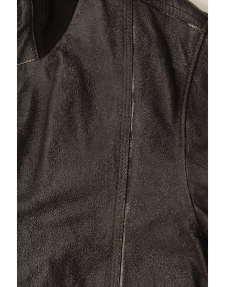 Vintage hombres bombardero chaqueta de cuero Reino Unido 36 pequeño cuero marrón