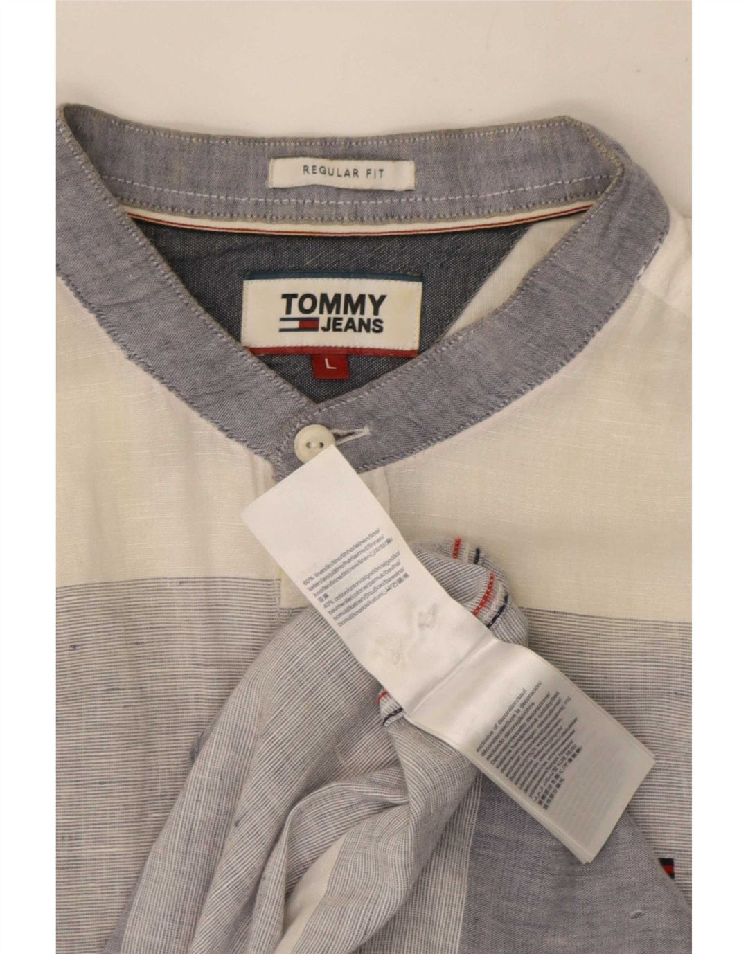 Camisa Tommy Hilfiger Regular Fit para hombre de lino a rayas multicolor grande