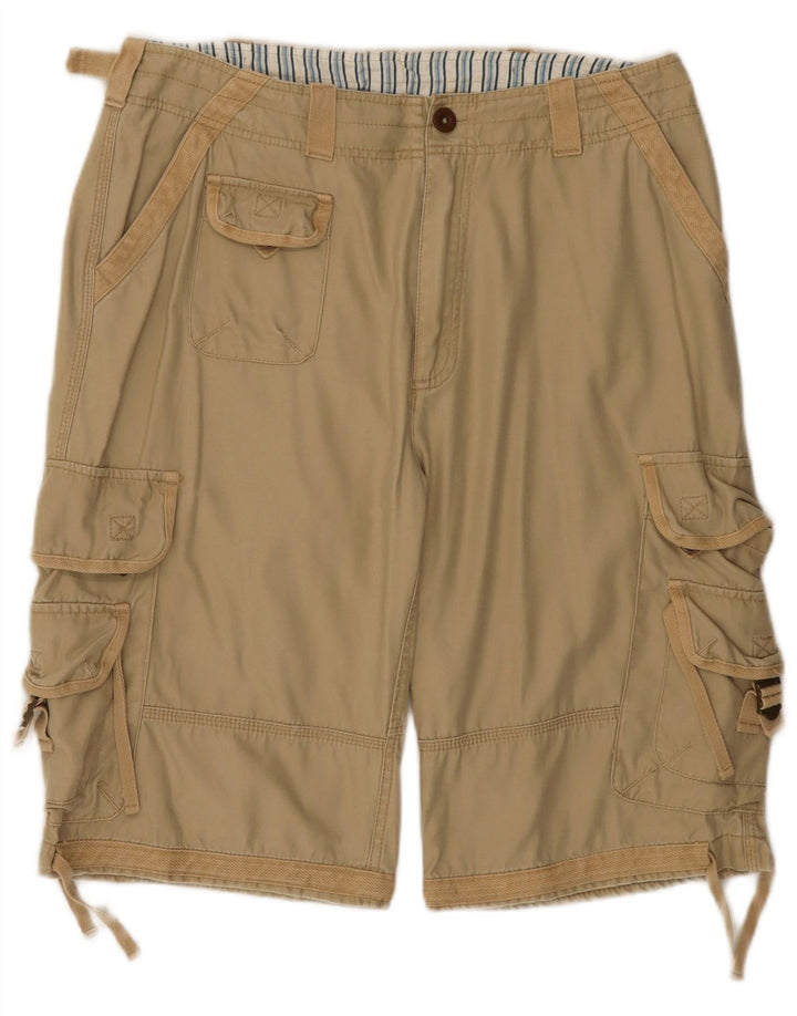 Russell Athletic - Pantalones cortos tipo cargo para hombre, talla grande, W34, algodón beige