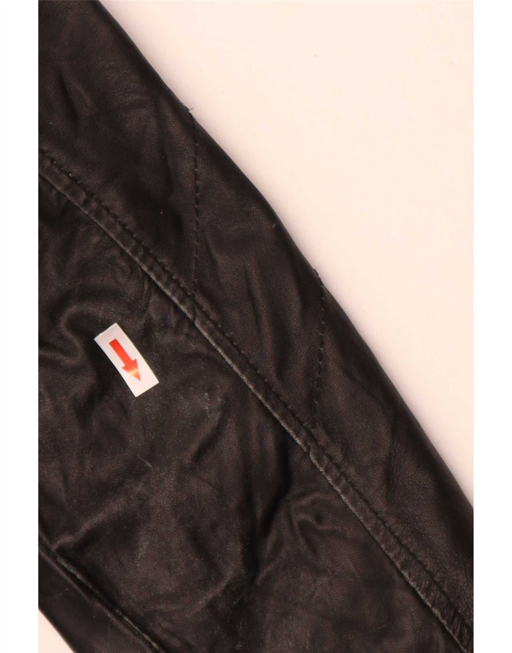 Hogan Chaqueta motera de cuero para mujer UK 42 Mediana Negro