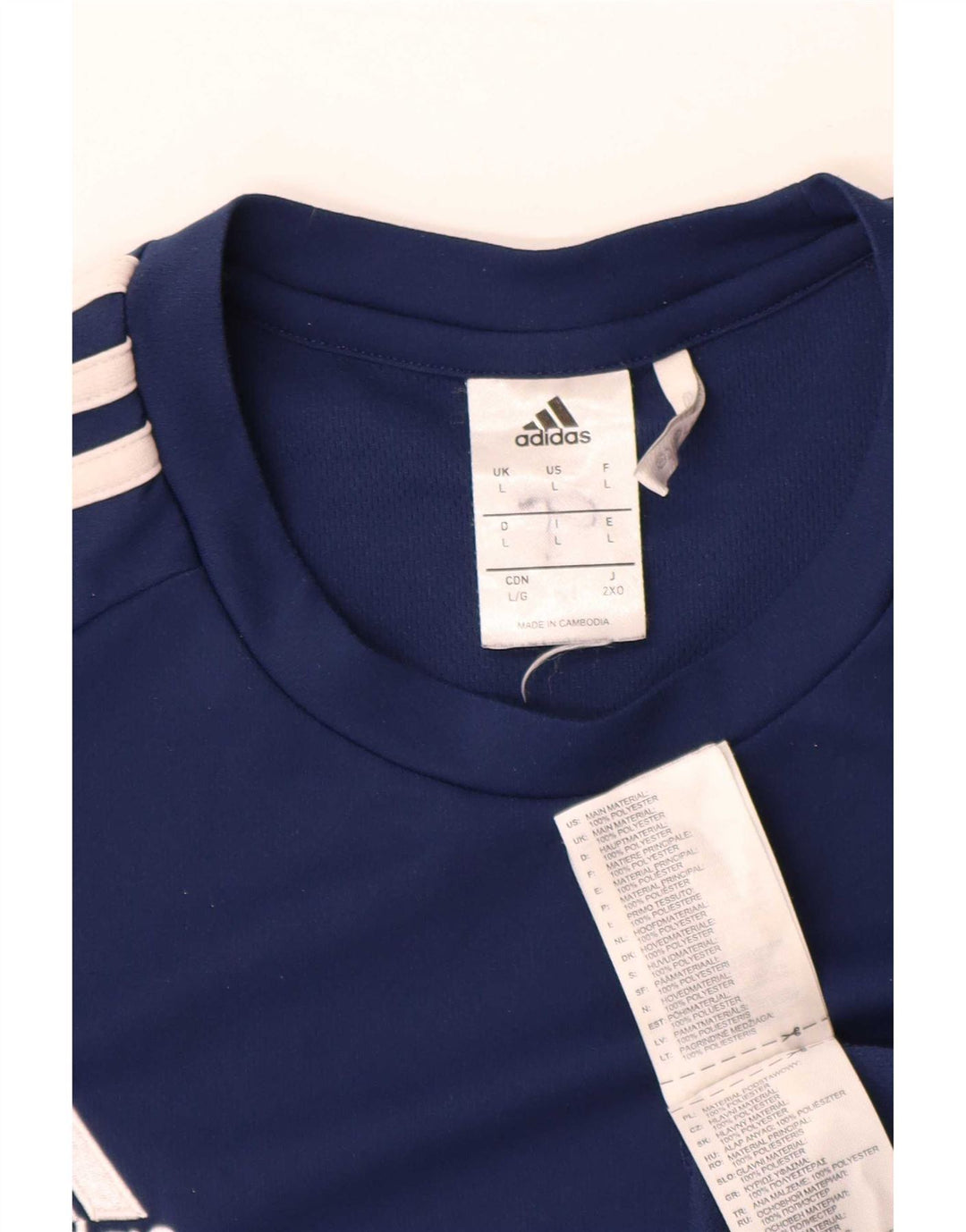 Adidas Hombre Climalite Camiseta Top Grande Azul Marino Colorblock Poliéster
