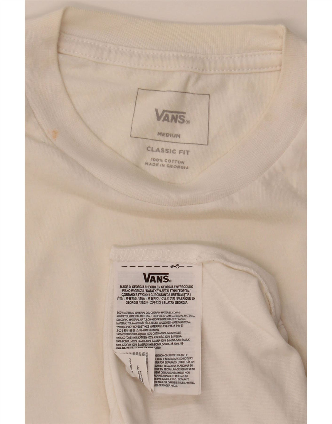 VANS Hombre Classic Fit Camiseta Top Medium White