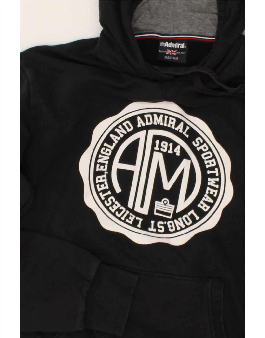 ADMIRAL Jersey con capucha gráfica para hombre, tamaño mediano, negro