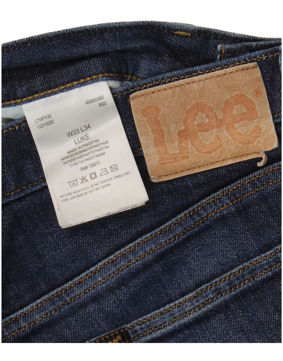 LEE Hombre Luke Tapered Slim Jeans W33 L34 Algodón Azul Marino