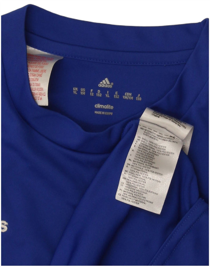 Adidas Boys Climalite Camiseta Top 11-12 años Grande Azul Poliéster