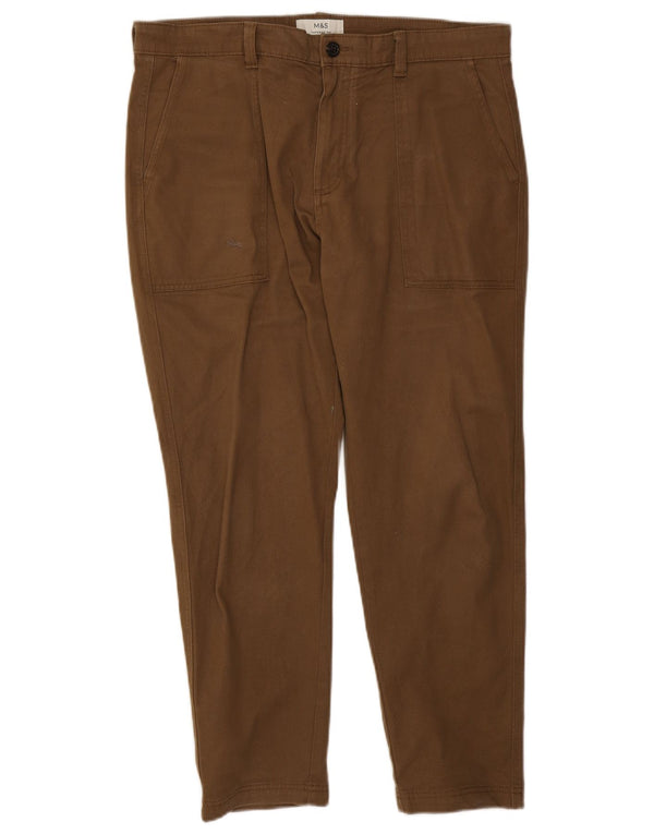 Marks & Spencer Pantalones chinos cónicos para hombre W36 L27 Algodón marrón