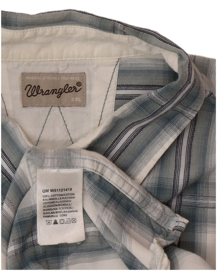 Wrangler Camisa De Manga Corta Para Hombre 2XL Algodón A Cuadros Azul