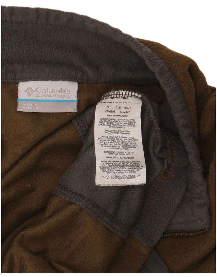 COLUMBIA Jersey de forro polar con cremallera y cuello para hombre, tamaño grande, color marrón, poliéster