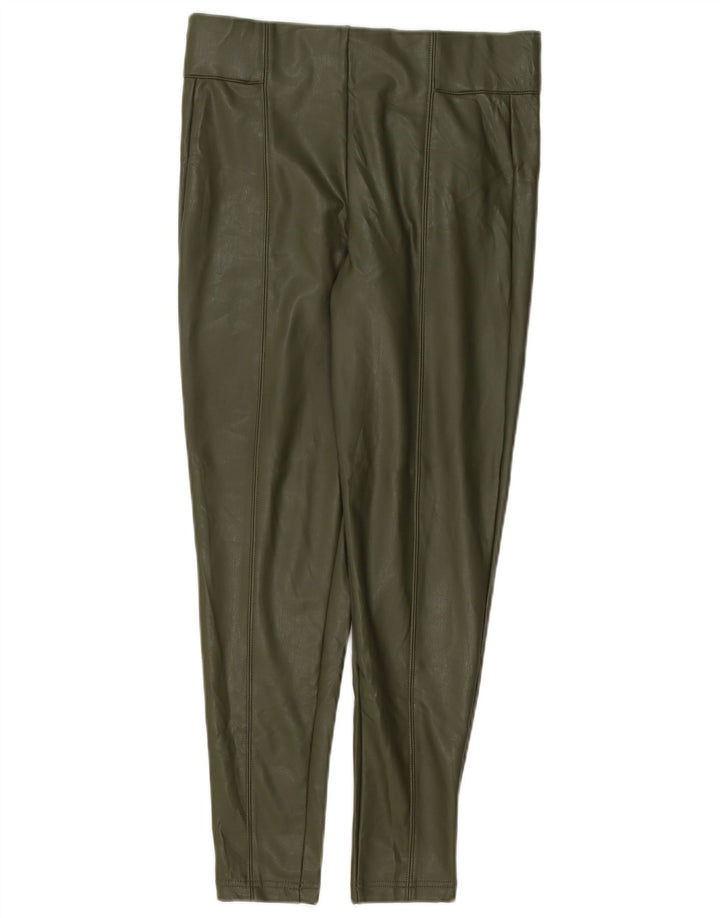 Marks & Spencer Leggings de piel sintética para mujer UK 40 Pequeño Poliéster verde