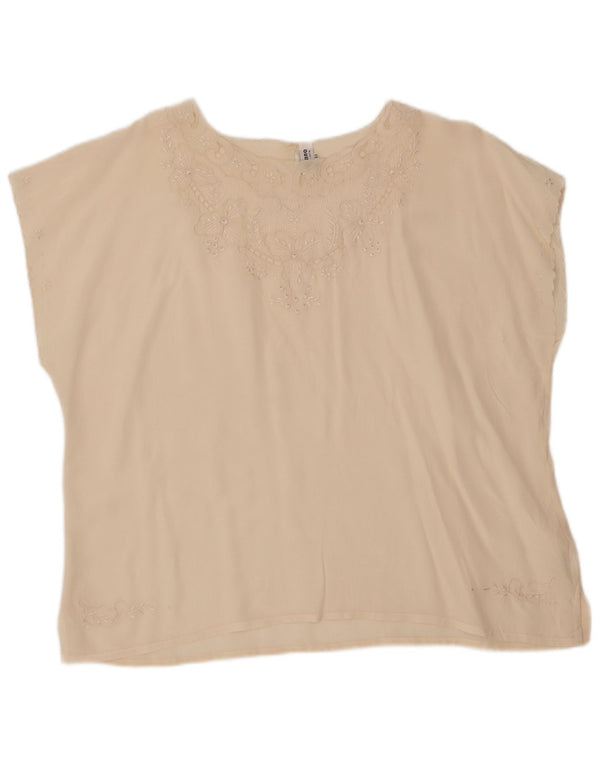 Blusa vintage para mujer Top IT 48 XL de seda blanca