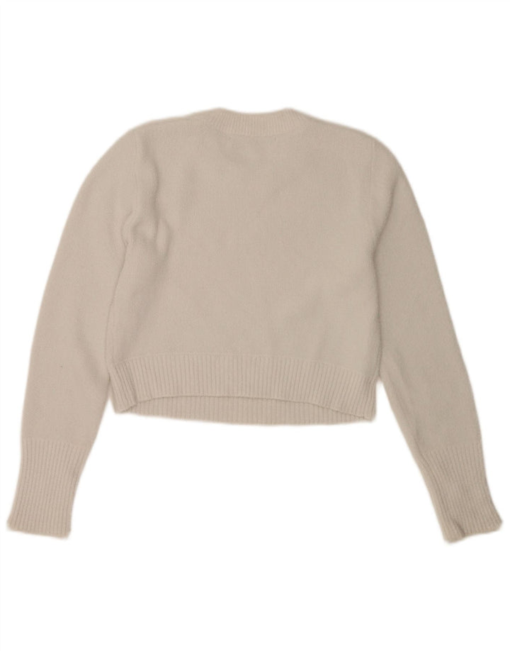 Zara - Jersey corto con cuello redondo para mujer, talla 40, talla M, color blanco