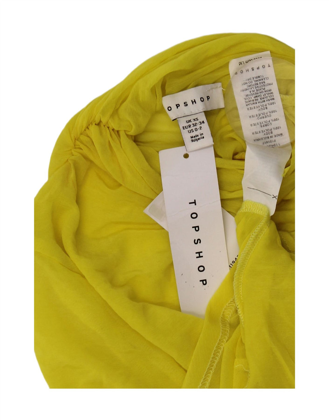 Topshop Top transparente con un hombro para mujer UK 4/6 XS Poliéster amarillo