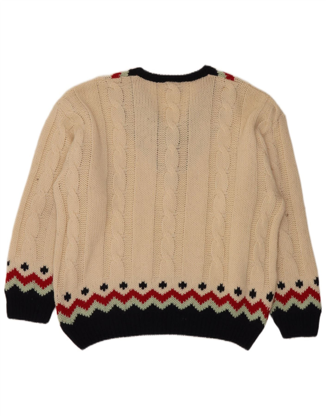 SEVRES Jersey con cuello en V para hombre IT 50 Lana Fair Isle beige medio