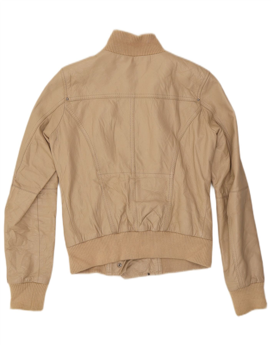 Vintage mujer chaqueta de cuero Reino Unido 10 pequeño beige