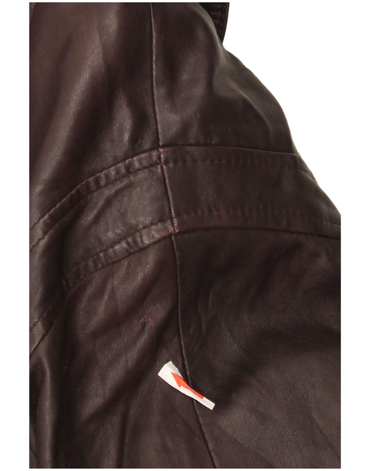 Chaqueta de cuero vintage para mujer IT 42 Cuero medio burdeos